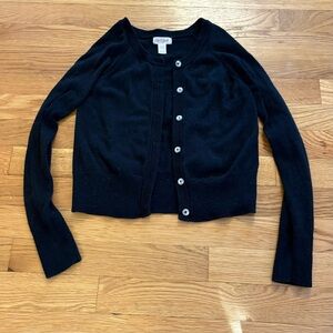 Cat & Jack medium 8 girls Black Button-Up cardigan  Sweater pretty buttons
